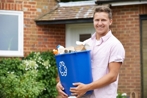 Satisfied business partners with waste removal services
